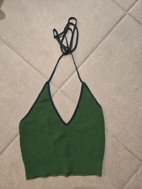 Intimately By Free People Green Knit Halter Crop Top